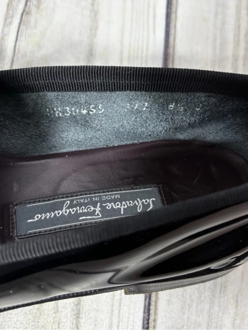 Salvatore Ferragamo Black Men's Slip-On Loafers with Patent Band
